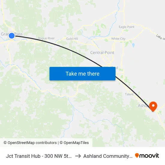 Jct Transit Hub - 300 NW 5th St - Rt 100 to Ashland Community Hospital map