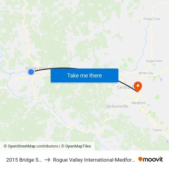 2015 Bridge Street to Rogue Valley International-Medford Airport map