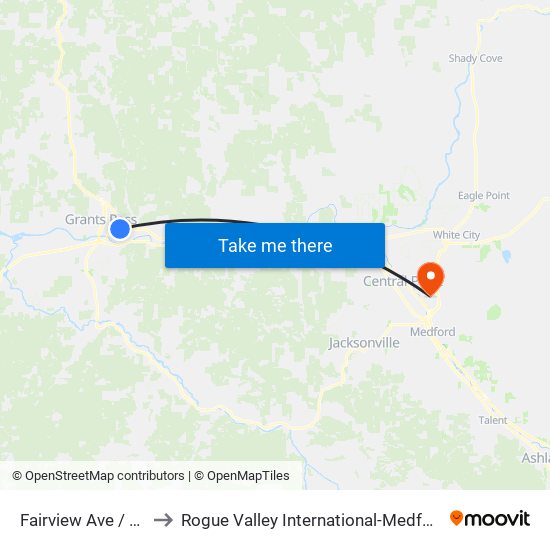 1920 NE Fairview (Winco) to Rogue Valley International-Medford Airport map