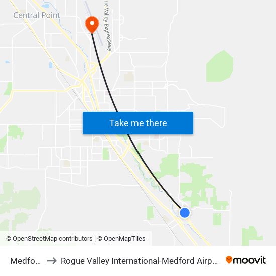 Medford to Rogue Valley International-Medford Airport map