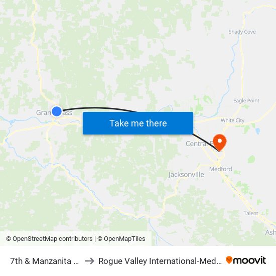 7th & Manzanita (Ucann) to Rogue Valley International-Medford Airport map