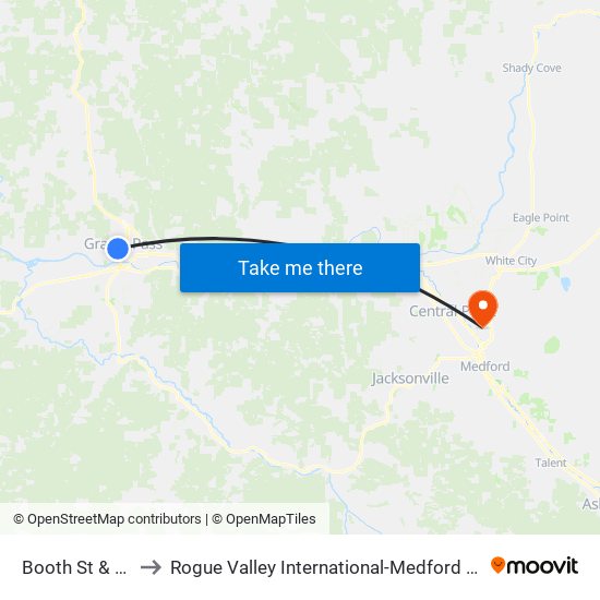 Booth St & F St to Rogue Valley International-Medford Airport map