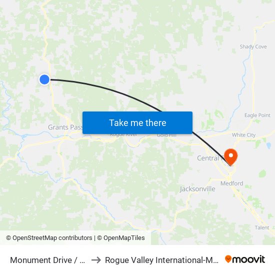 Mt View Market & Deli to Rogue Valley International-Medford Airport map