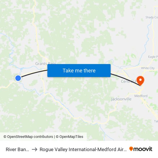 River Banks to Rogue Valley International-Medford Airport map