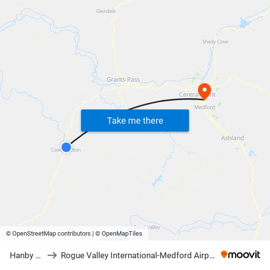 Hanby Ln to Rogue Valley International-Medford Airport map