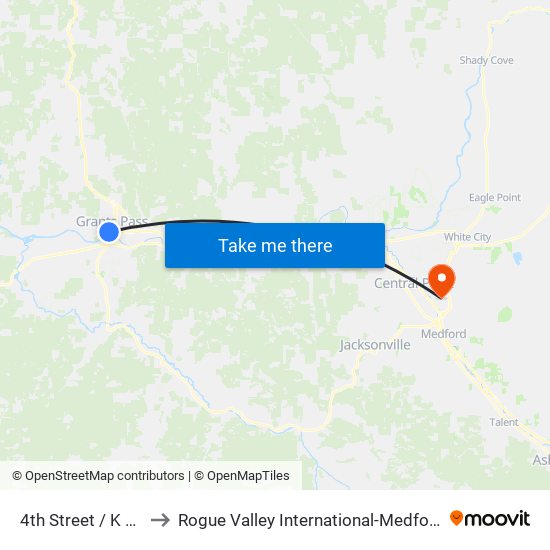 4th Street / K Street to Rogue Valley International-Medford Airport map