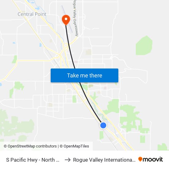 S Pacific Hwy - North Of Motorcycle Ln to Rogue Valley International-Medford Airport map