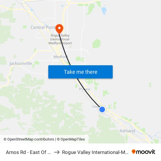 Arnos Rd - East Of Talent Ave to Rogue Valley International-Medford Airport map