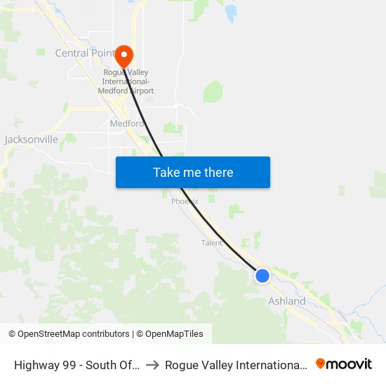 Highway 99 - South Of Valley View Rd to Rogue Valley International-Medford Airport map