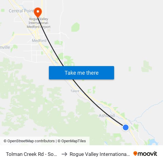 Tolman Creek Rd - South Of Grizzly Dr to Rogue Valley International-Medford Airport map