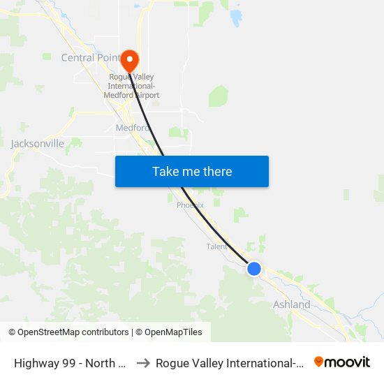 Highway 99 - North Of Talent Ave to Rogue Valley International-Medford Airport map