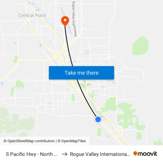 S Pacific Hwy - North Of Glenwood Rd to Rogue Valley International-Medford Airport map