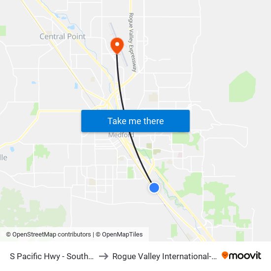 S Pacific Hwy - South Of Lowery Ln to Rogue Valley International-Medford Airport map