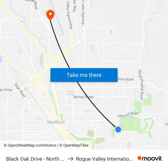 Black Oak Drive - North Of Pembroke Circle to Rogue Valley International-Medford Airport map