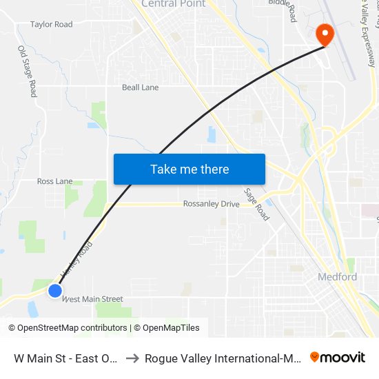 W Main St - East Of Hwy 238 to Rogue Valley International-Medford Airport map