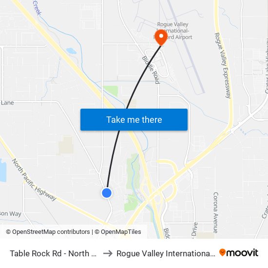 Table Rock Rd - North Of Berrydale Ave to Rogue Valley International-Medford Airport map