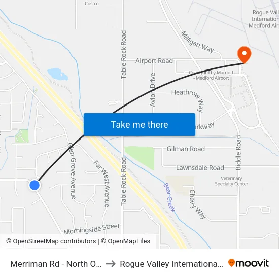 Merriman Rd - North Of Green Park Dr to Rogue Valley International-Medford Airport map