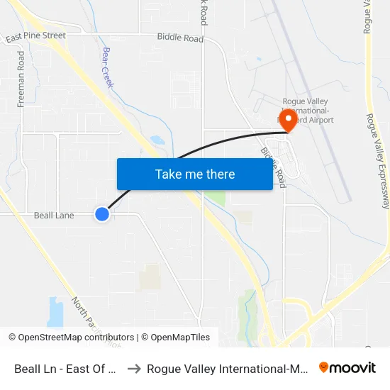 Beall Ln - East Of Marilee St to Rogue Valley International-Medford Airport map