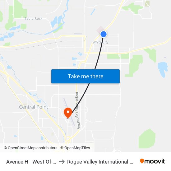 Avenue H - West Of Division Rd to Rogue Valley International-Medford Airport map