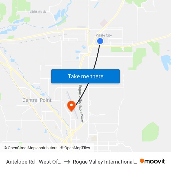 Antelope Rd - West Of Gladstone Ave to Rogue Valley International-Medford Airport map