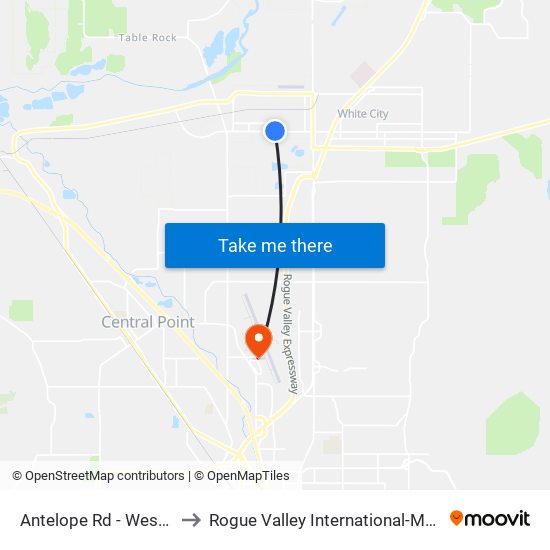 Antelope Rd - West Of 7th St to Rogue Valley International-Medford Airport map