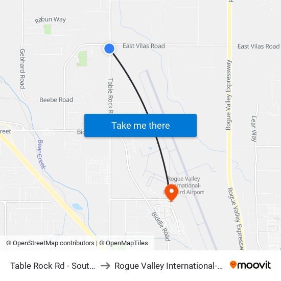 Table Rock Rd - South Of Vilas Rd to Rogue Valley International-Medford Airport map