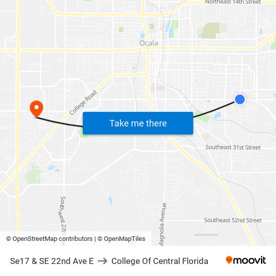 Se17 & SE 22nd Ave E to College Of Central Florida map