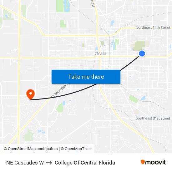 NE Cascades W to College Of Central Florida map