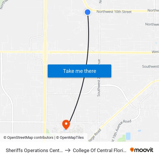 Sheriffs Operations Center to College Of Central Florida map