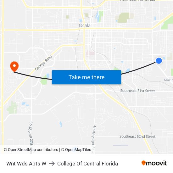 Wnt Wds Apts W to College Of Central Florida map