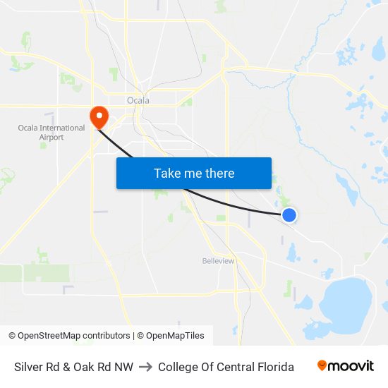 Silver Rd & Oak Rd NW to College Of Central Florida map