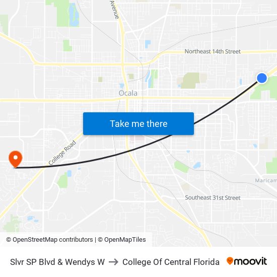 Slvr SP Blvd & Wendys W to College Of Central Florida map