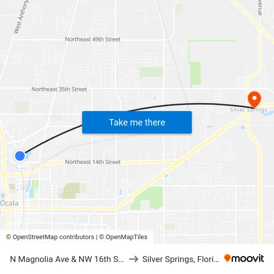 N Magnolia Ave & NW 16th St N to Silver Springs, Florida map