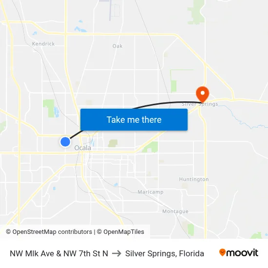 NW Mlk Ave & NW 7th St N to Silver Springs, Florida map
