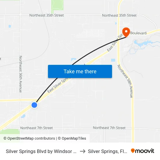 Silver Springs Blvd by Windsor Towers to Silver Springs, Florida map
