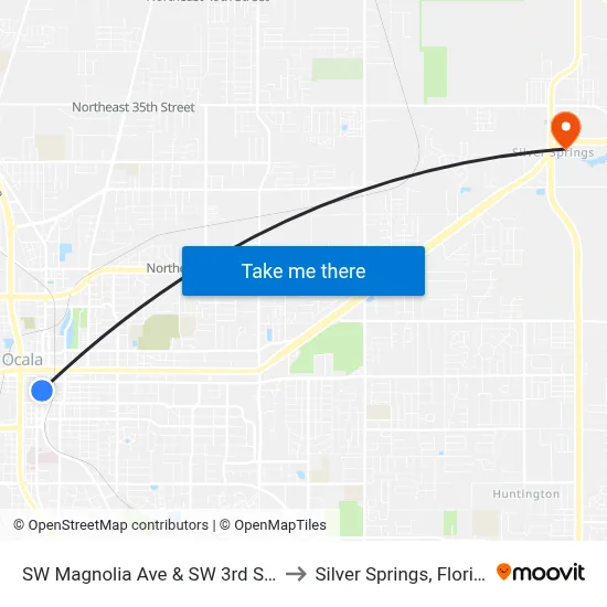 SW Magnolia Ave & SW 3rd St S to Silver Springs, Florida map