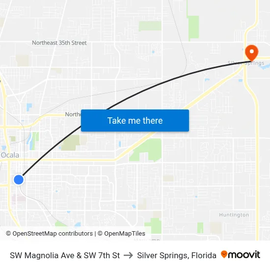 SW Magnolia Ave & SW 7th St to Silver Springs, Florida map
