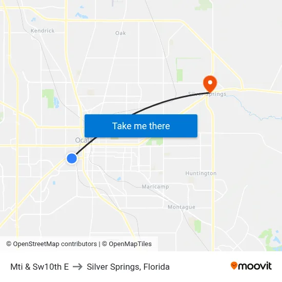 Mti  & Sw10th E to Silver Springs, Florida map