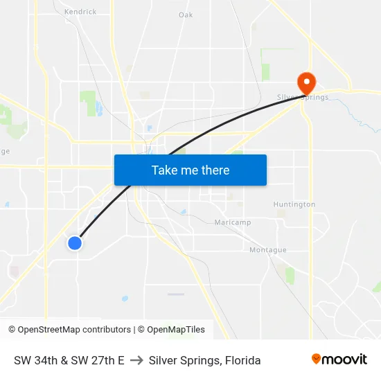 SW 34th & SW 27th E to Silver Springs, Florida map