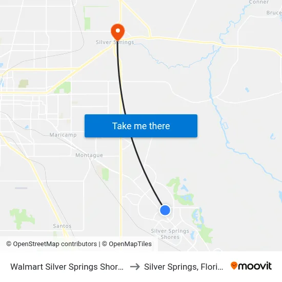 Walmart Silver Springs Shores to Silver Springs, Florida map