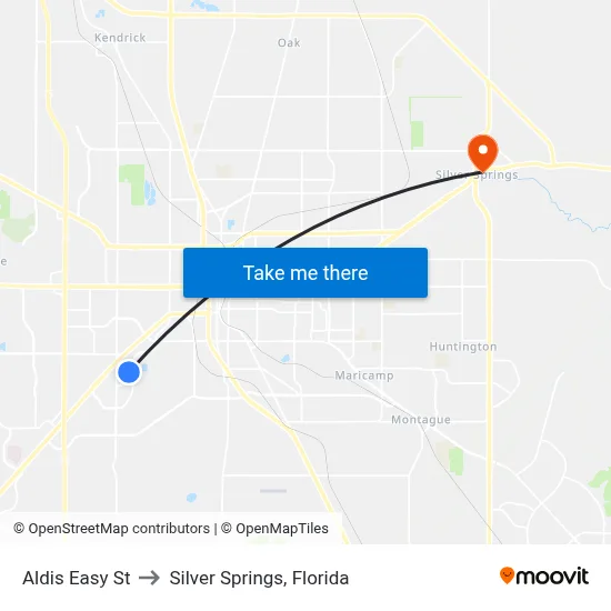 Aldis Easy St to Silver Springs, Florida map