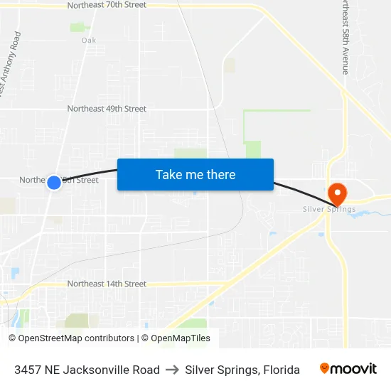 3457 NE Jacksonville Road to Silver Springs, Florida map