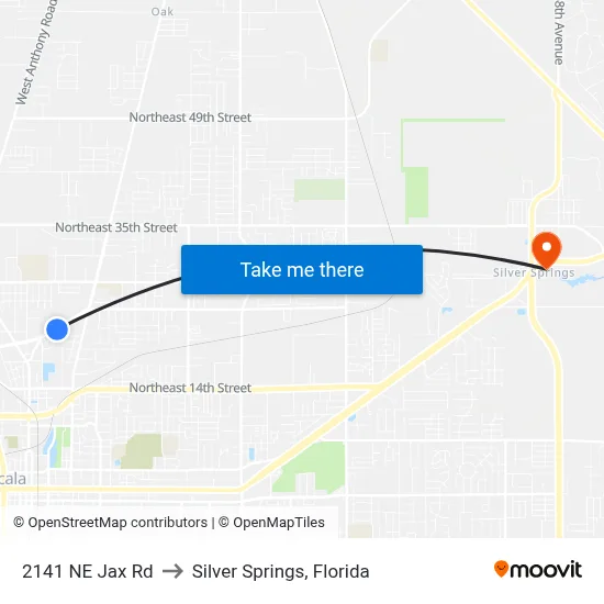 2141 NE Jax  Rd to Silver Springs, Florida map