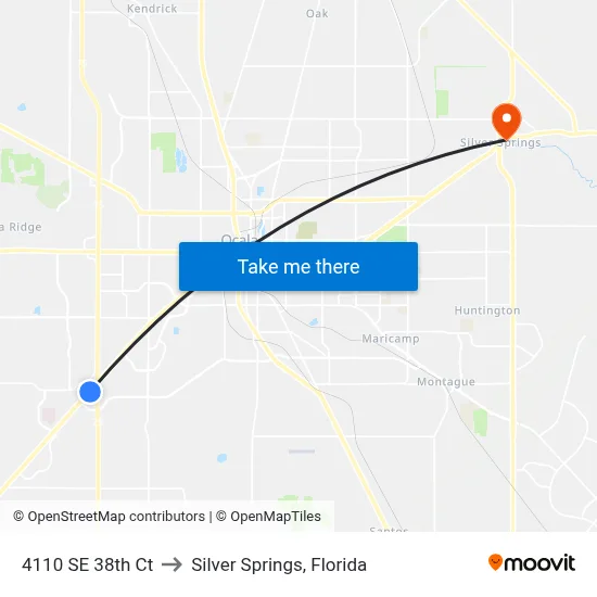 4110 SE 38th Ct to Silver Springs, Florida map