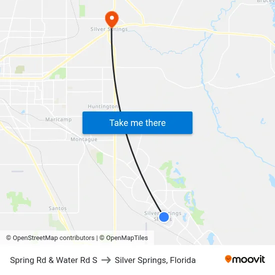 Spring Rd & Water Rd S to Silver Springs, Florida map