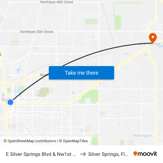 E Silver Springs Blvd & Nw1st Ave W to Silver Springs, Florida map