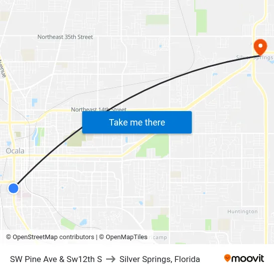 SW Pine Ave & Sw12th S to Silver Springs, Florida map