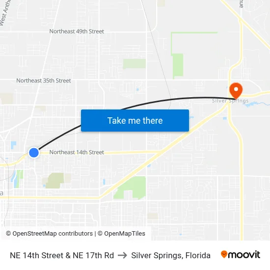NE 14th Street & NE 17th Rd to Silver Springs, Florida map
