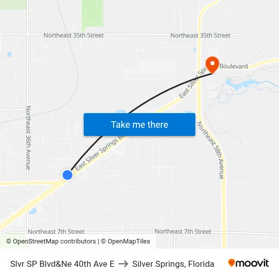 Slvr SP Blvd&Ne 40th Ave E to Silver Springs, Florida map