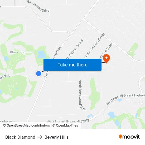 Black Diamond to Beverly Hills map